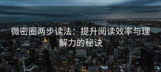 微密圈两步读法：提升阅读效率与理解力的秘诀